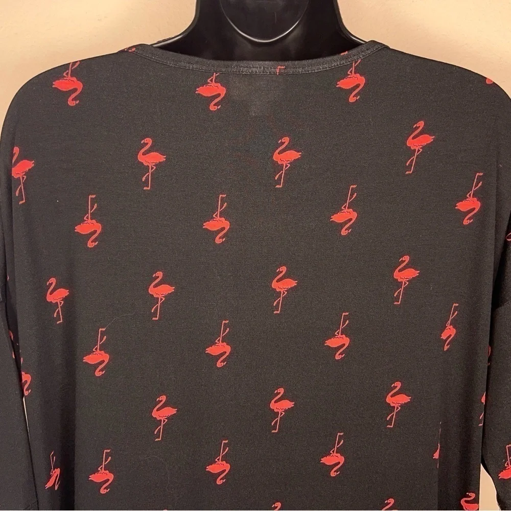 NEW XS LULAROE BLACK PINK FLAMINGO TEE IRMA STYLE OVERSIZED FLORIDA TUNIC